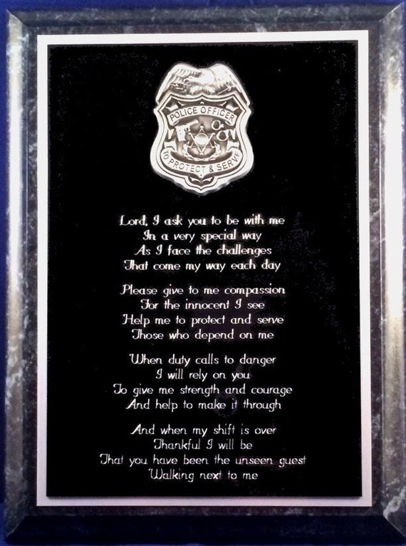 Custom Police Officer Prayer Plaque Can Be Personalized 6348