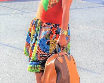 Sinam African wrap skirt set, Ankara print skirt set, African print skirt, Sinam dashiki skirt set, Sinam Ankara print top set, Kitenge top