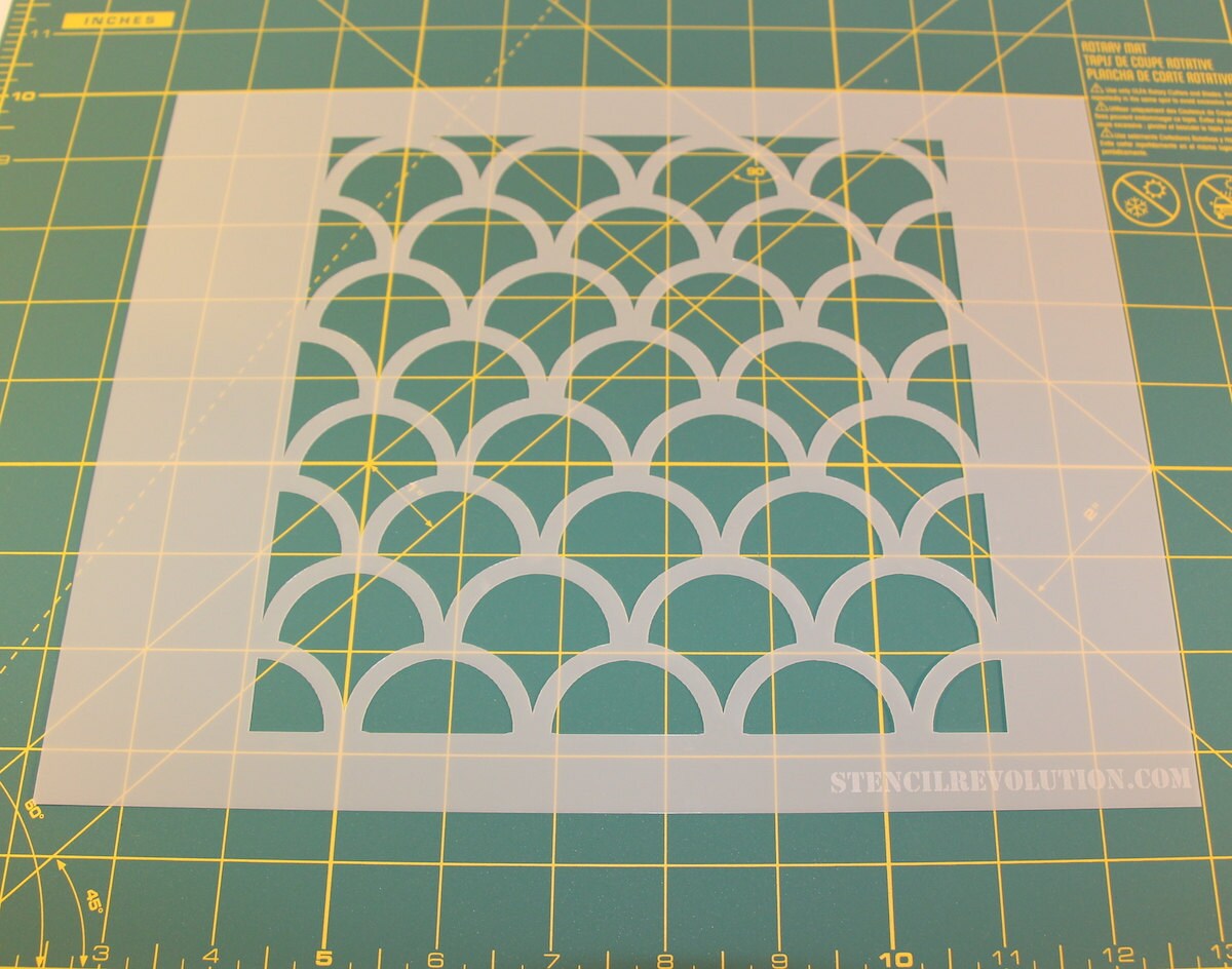 Fish Scale Scallop Stencil Pattern Reusable DIY by StencilRev