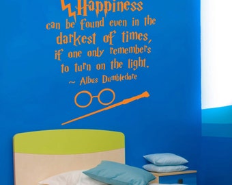 Harry Potter Wall Decal Quote Happiness Can Be Found Even Hogwarts Wall Decal Harry Potter Vinyl Sticker Nursery Teens Room Kids Decor ET020