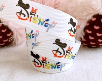 3 yards 7/8" Disney ribbon, Disney logo ribbon, Mickey ribbon, hair bow ribbon, Disney hair bow ribbon, Disney grosgrain ribbon, ribbon