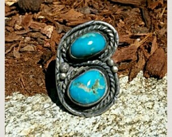 Vintage Native American Indian Sterling Silver Ring Size 7 3/4