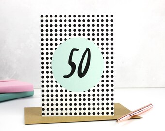 50th Birthday Card, birthday cards, 50th card - birthday card 50 - blank inside