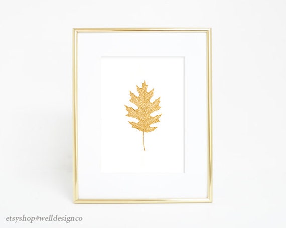 Gold Leaf Gold Print Leaf Print Gold Glitter Print Gold
