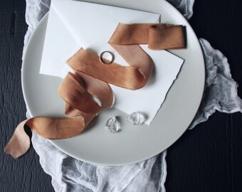 COPPER organic hand-dyed silk ribbon