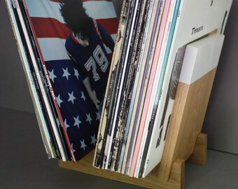 Vinyl Record Display - White Oak - LP Holder - Modern Decor - Hand-Made in USA - Bday Gift - House-warming Gift - Music Storage