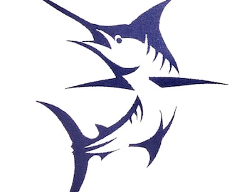 One Color Marlin Fish Embroidery Design