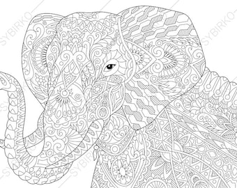 abstract elephant coloring pages for adults - photo #29