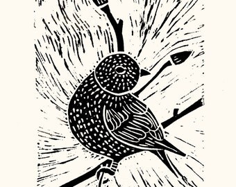 Bird woodcut | Etsy