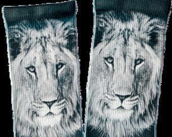 White Lion Crew Socks - Unique Socks - Novelty Socks - Cool Socks - 100% Polyester for Maximum Comfort - FREE Shipping