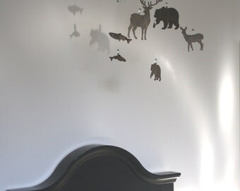 Walnut Woodland Mobile Wildlife Mobile Woodland Nursery Mobile Boy Nursery Bear Mobile Moose Mobile Nature Nursery Mobile Deer Mobile Bird