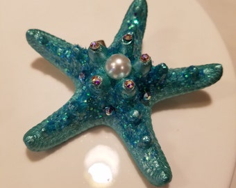Aquamarine Crystal Starfish Hair Pin