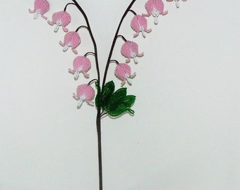 French Beaded Flowers Pink Bleeding Hearts