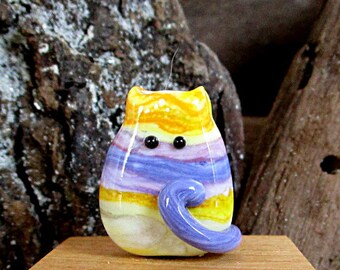 Handmade Lampwork Easter Egg Cat Bead Focal - Becky FatCat
