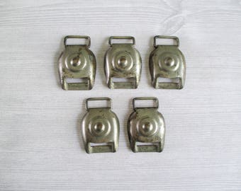 Five Vintage Bulls Eye Horse Bridle Buckles