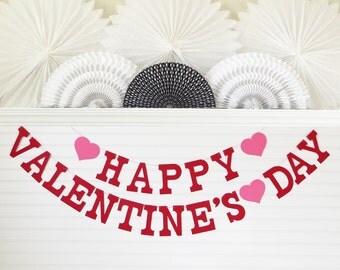 Happy Valentine's Day Banner - 5 inch Letters with Hearts - Valentines Day Decor Valentines Day Garland Happy Valentines Day Valentine Decor