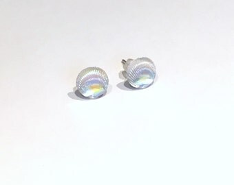 Shell Earrings, Mermaid Earrings, Iridescent Studs, Small Studs, Stainless Steel, Beach Earrings, Nautical Earrings, Mermaid Jewellery