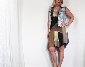 50% SALE upcycled clothing, upcycled fashion, dress . autumn meadow . S