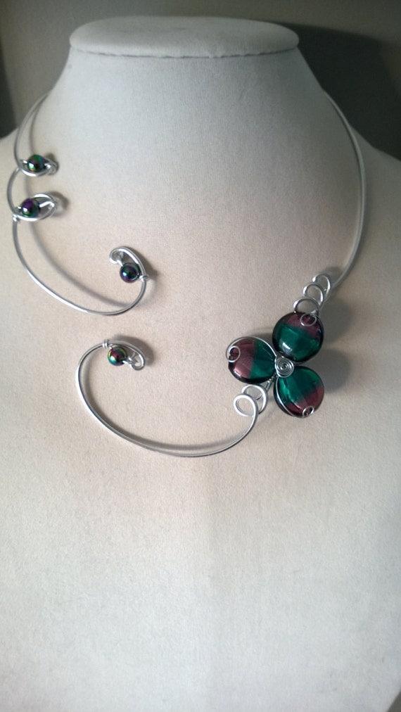 Open collar necklace Wire necklace Contemporary necklace