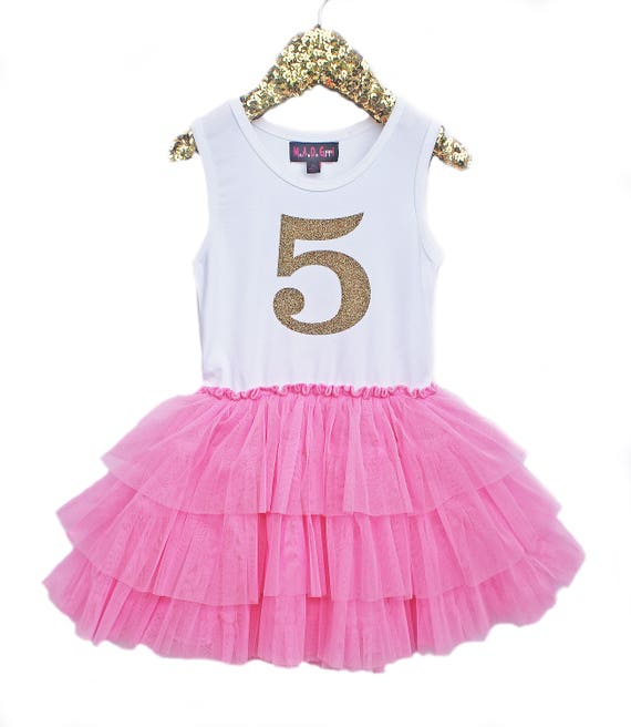 Girls 5th Birthday Dress, Fifth Birthday, Girls Birthday Outfit, Pink ...