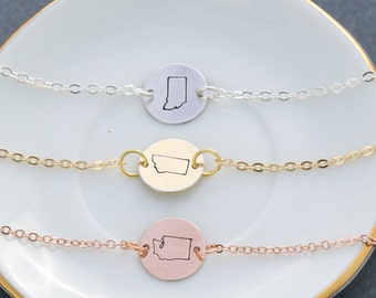 FREE SHIP • Single State Necklace • Texas Necklace Tiny State Charm • Rose Gold State State Jewelry • Handstamped State Outline Friend Gift