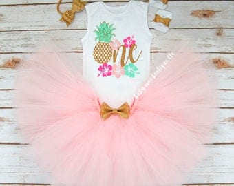 Pineapple First Birthday Outfit Girl; One Birthday Tutu Outfit; Gerber ® Onesies ® brand; Baby Girl First Birthday Outfit; Pineapple One