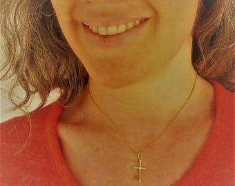 Gold Cross Necklace Women, Tiny Cross Necklace Gold, Small Cross Necklace Silver Cross Necklace for Women, Religious Necklace