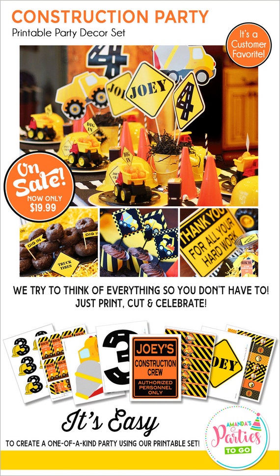 Construction Birthday | Construction Party Printables | Construction Birthday Decorations | Dump Truck Party | Amanda's Parties To Go Il_570xn