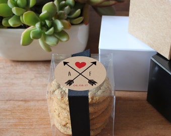 12 - Personalized Wedding Favor Boxes - Custom Color - Bridal Shower Favors, Personalized Favor Box, Arrow Label
