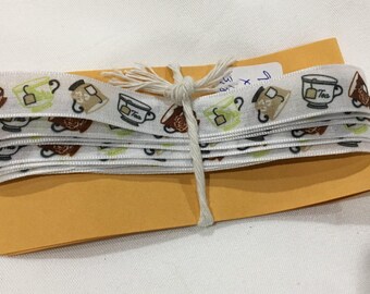 Tea Cup Ribbon, Printed Ribbon, Sewing, Crafting, Embellishment, Trim Supply