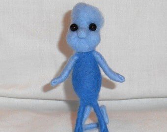 Blue Needle Felted Critter Cutie - Barry - Free Shipping to US and Canada