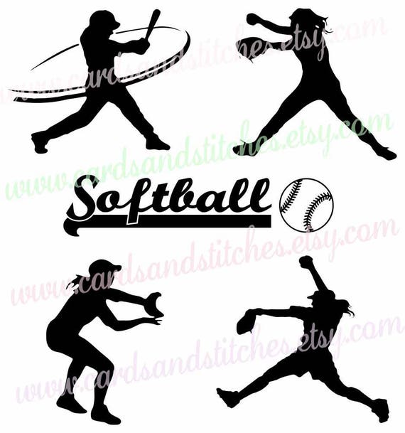 Download Softball SVG Softball Silhouettes Digital Cut File