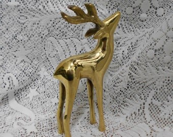 Vintage Shiny Brass Deer Buck Christmas Deer