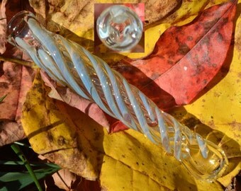 Glass Chillum Pipe Ice Pinch Color Changing Twisted Amber Purple - Handblown