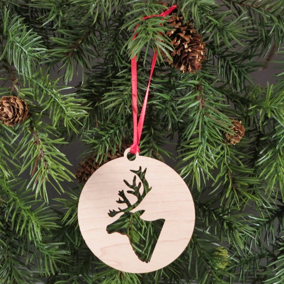 Reindeer Christmas Ornament // Deer Christmas // Wooden Hoilday Decor // Xmas Tree Ornament // Trim a Tree // Secret Santa // Hostess Gift