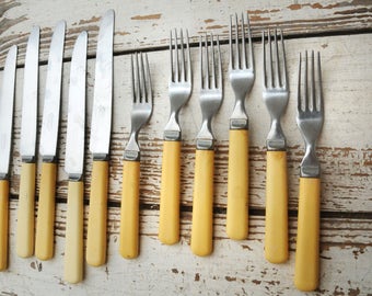 Hanover Cutlery Bakelite Flatware Butterscotch USA