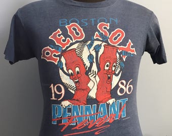 80s Vintage Boston Red Sox Pennant Fever 1986 World Series T-Shirt - SMALL