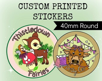 Custom Stickers Design - Plus x120 Printed 40mm ROUND Stickers