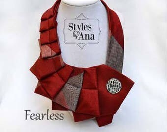 Necktie Necklace, Unique Finds, Statement Necklace, Collar, Women Fashion,Refashioned Clothing, Collar Necklace,Necktie Scarf,Spring Trends