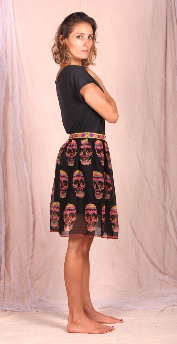 Day Of The Dead Skirt / Skirt with Skulls / Fluffy Skirt