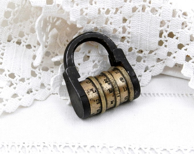 Antique Working French Brass and Iron Combination Padlock Combination AHC, Collectible, Steam Punk, Vintage, Cabinet of Curiosities, Home