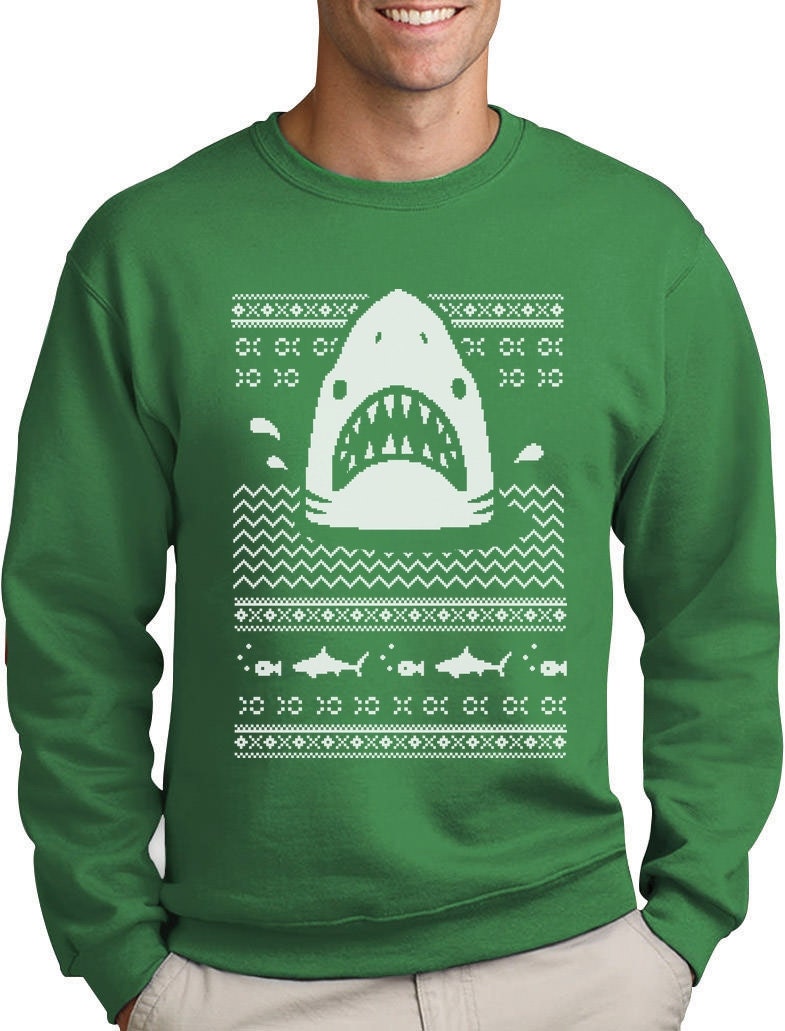Great White Shark Ugly Christmas Sweater Men's Crewneck