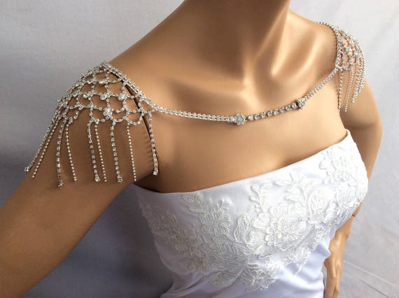 Wedding Shoulder Jewelry, Bridal Shoulder Necklace,  Rhinestone Shoulder, Bridal Body Jewelry, Bridal Necklace, Wedding Shoulder Necklace