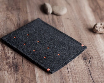 Kobo Aura HD , Kobo Mini, Glo, Touch, Arc case cover sleeve, dotted anthracite felt with colour accent