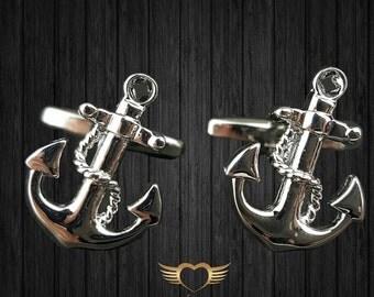 Anchor Cufflinks - Mens Cuff links with a free Gift Box - Navy Cufflinks - Sailor cufflinks - Nautical cufflink