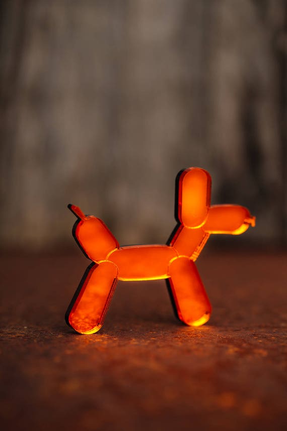 NEW Orange Balloon Dog Necklace or Brooch - Mirror Acrylic