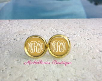 Gold Monogram Earrings, Monogram Jewelry, Monogram Accessories, Monogram Studs, Monogram Leverbacks, Gifts for her
