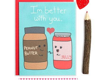 Food Puns, Valentines Day Card, I Love You Card, Boyfriend Card, Cute Funny Card, Hearts, Be Mine, For Girlfriend, Anniversary Card, Vday