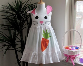 Girl's Easter Bunny/Rabbit Dress. Easter Dress for Kid Sizes 1-8