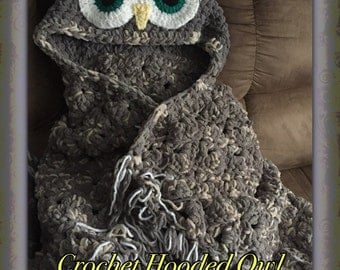 Hooded Owl Blanket, Crochet, Crochet Blanket, Owl Blanket, Hand Made, Custom Ordered, Throw, MJ Off The Hook Blanket